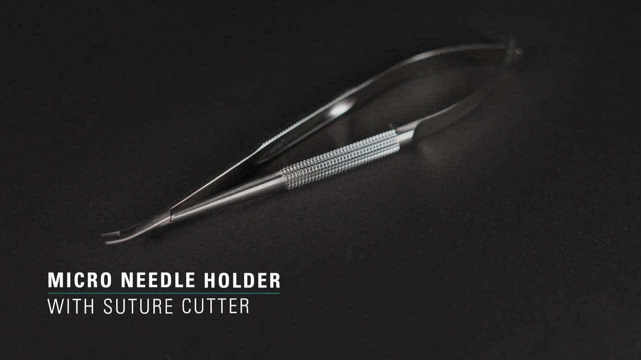 Round Handled Micro Needle Holder with Suture Cutter | 12075-14
